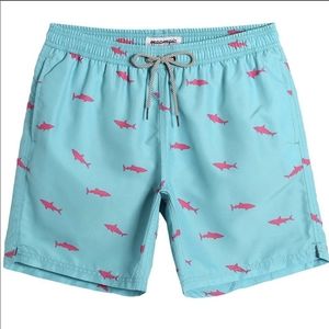 NWT Maamgic Blue Bathing Suit with Pink Shark Print (Size XL)